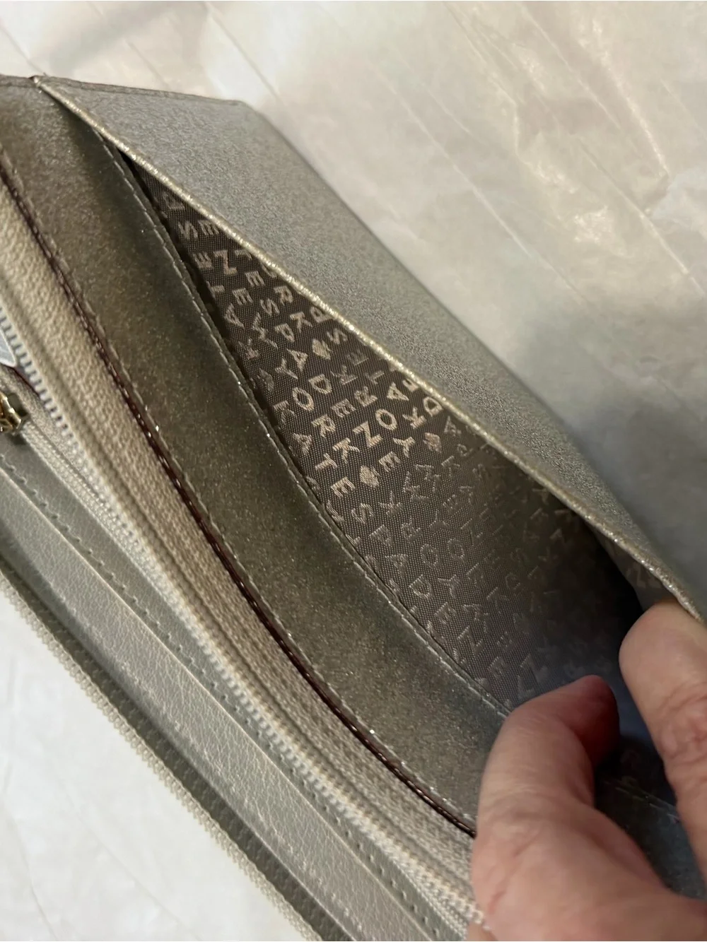 Kate Spade Glitter Zip-Around Wallet - Silver